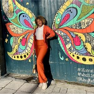 Two piece orange trouser set